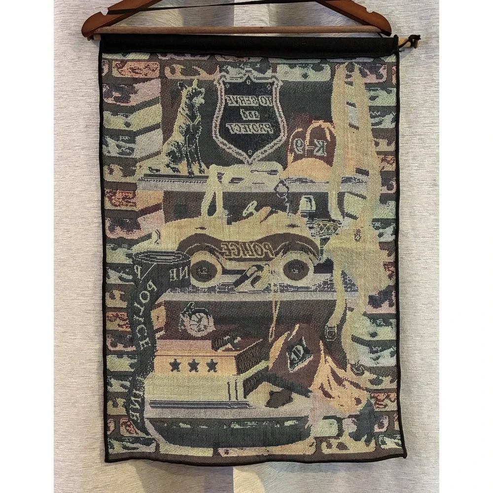To‎ Serve and Protect K-9 Police Themed Woven Hanging Wall Tapestry